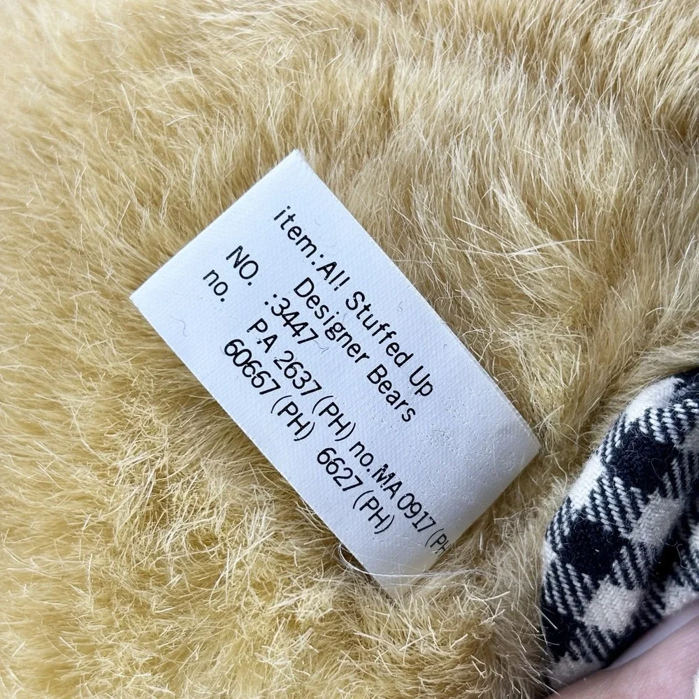 Linda Novick All Stuffed Up Bear. The Golfer Bear. 1991 Gold Silk Trimming 17 In
